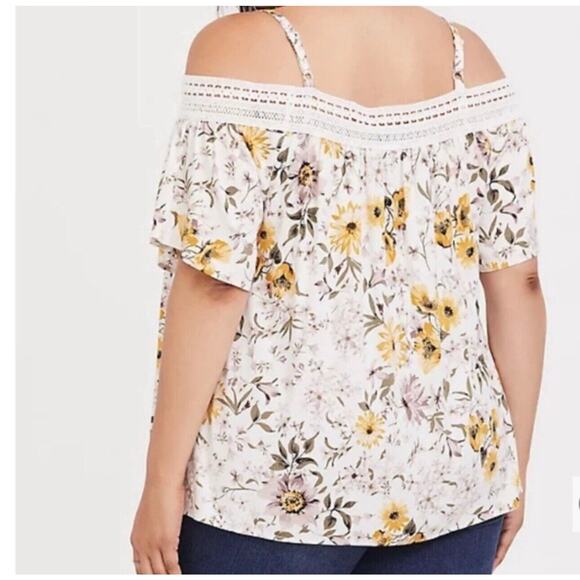 Torrid Womens Floral Off The Shoulder Top Blouse Size 2X Multicolor Boho Cottage - Picture 10 of 10